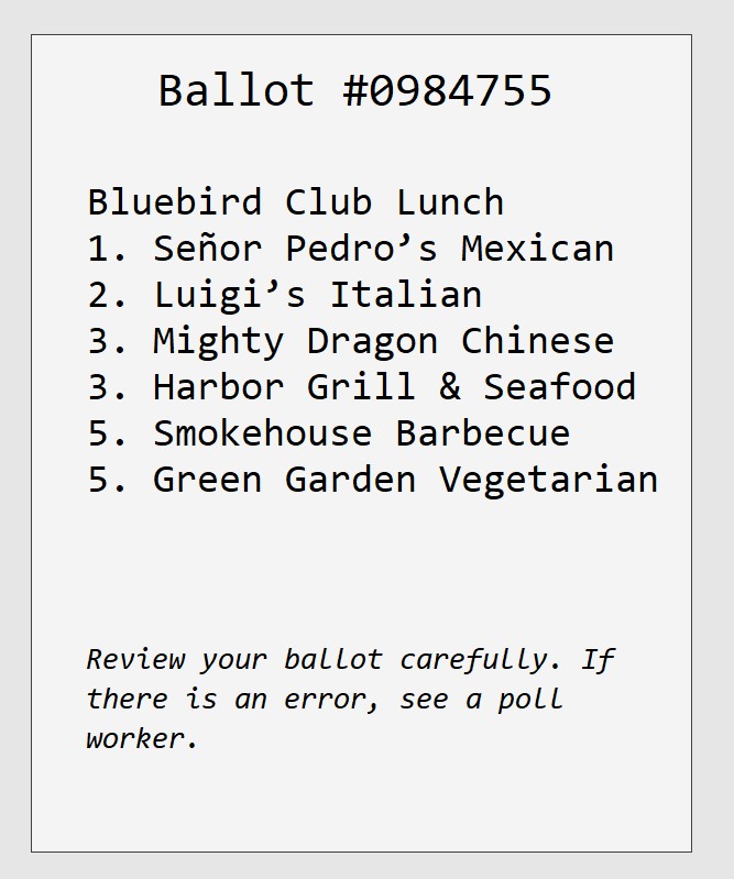 Printed ballot example 1