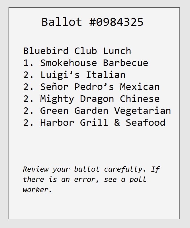 Printed ballot example 2