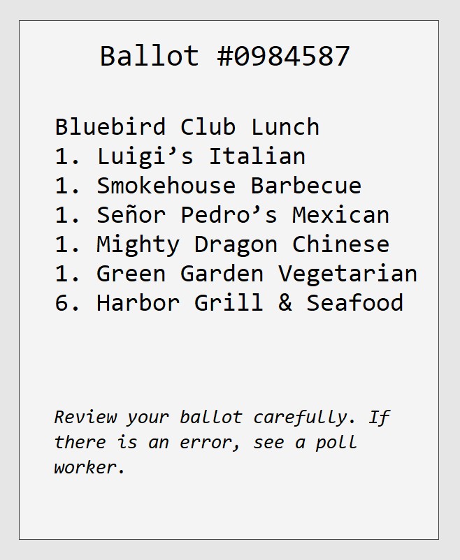 Printed ballot example 3