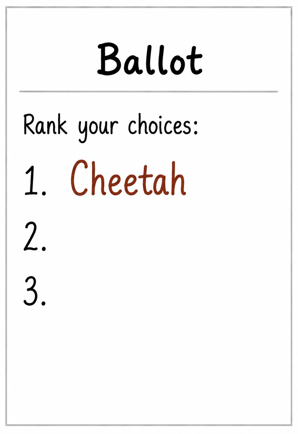 Cheetah only ballot
