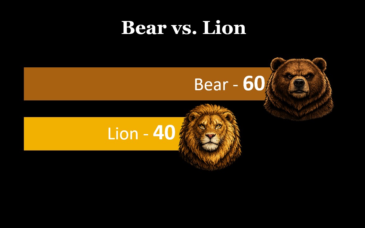 Bear versus Lion result
